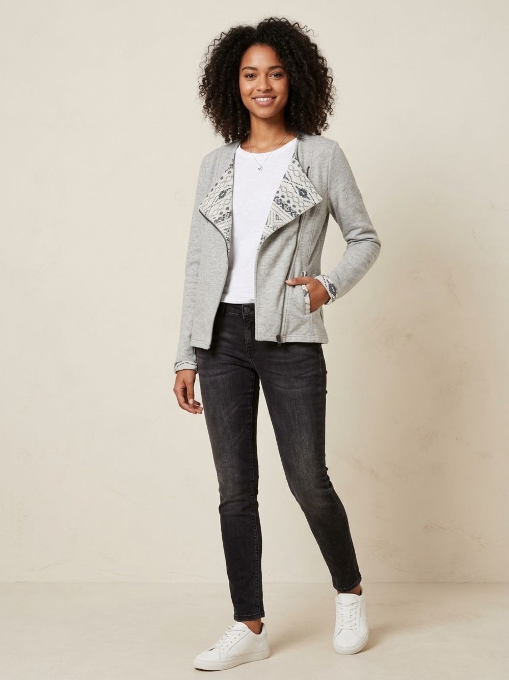 Maison Scotch Asymmetric Zip Knit Moto Cardigan Jacket Geometric Southwestern